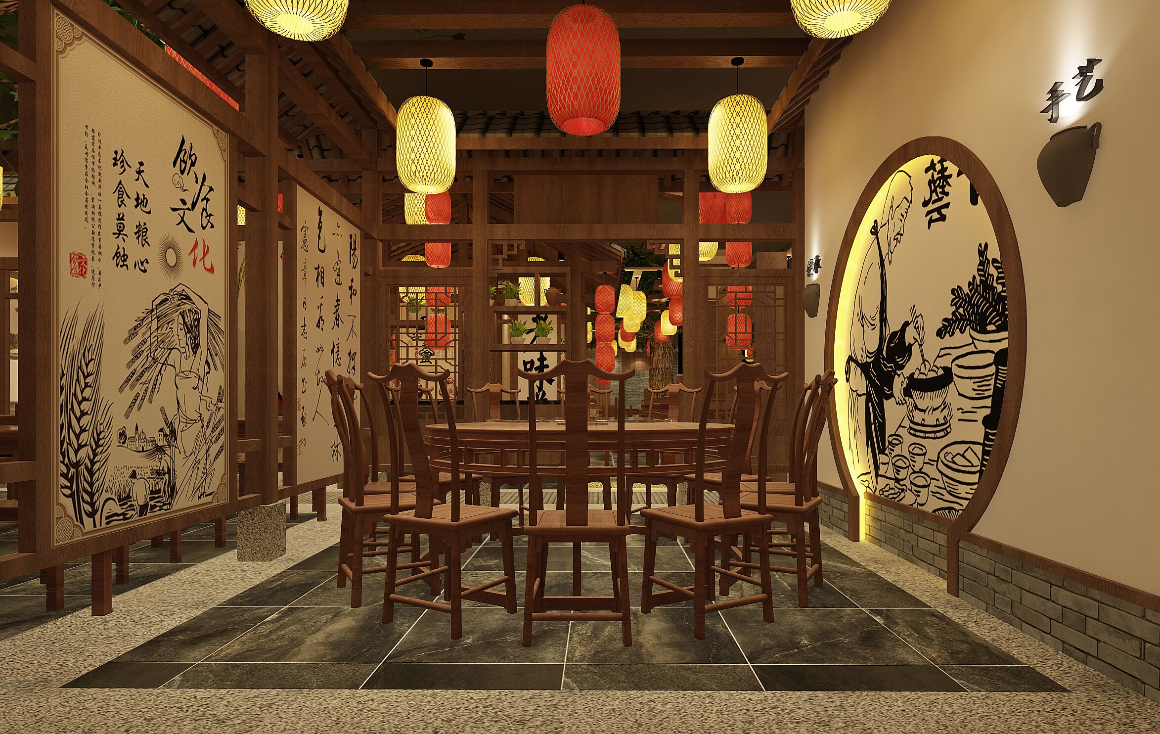 爺爺的土缽菜新店燈光布局燈光改造案例--光柏士餐飲照明