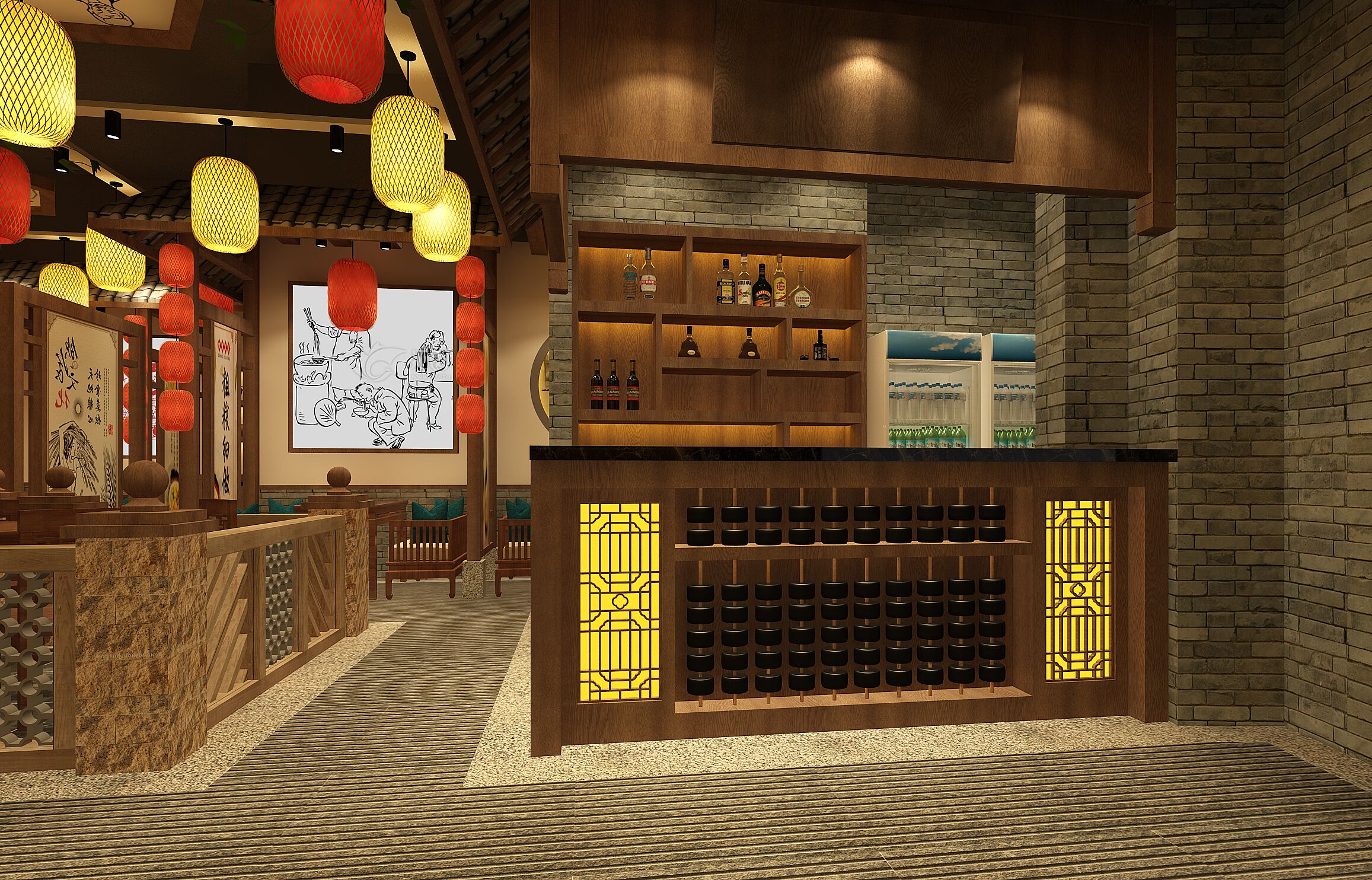 爺爺的土缽菜新店燈光布局燈光改造案例--光柏士餐飲照明