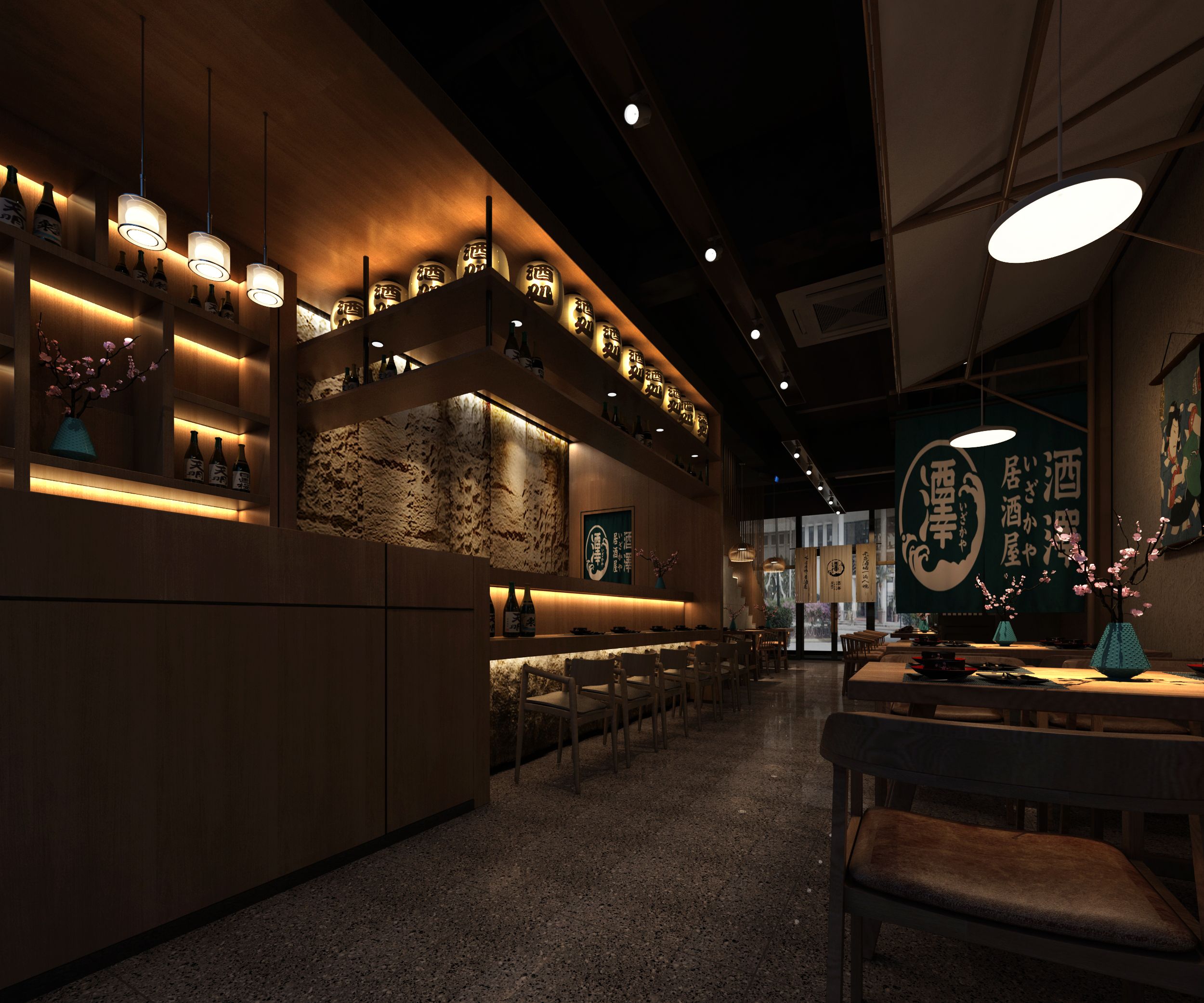 日式居酒屋餐廳燈光改造布局--光柏士餐飲照明燈光改造方案