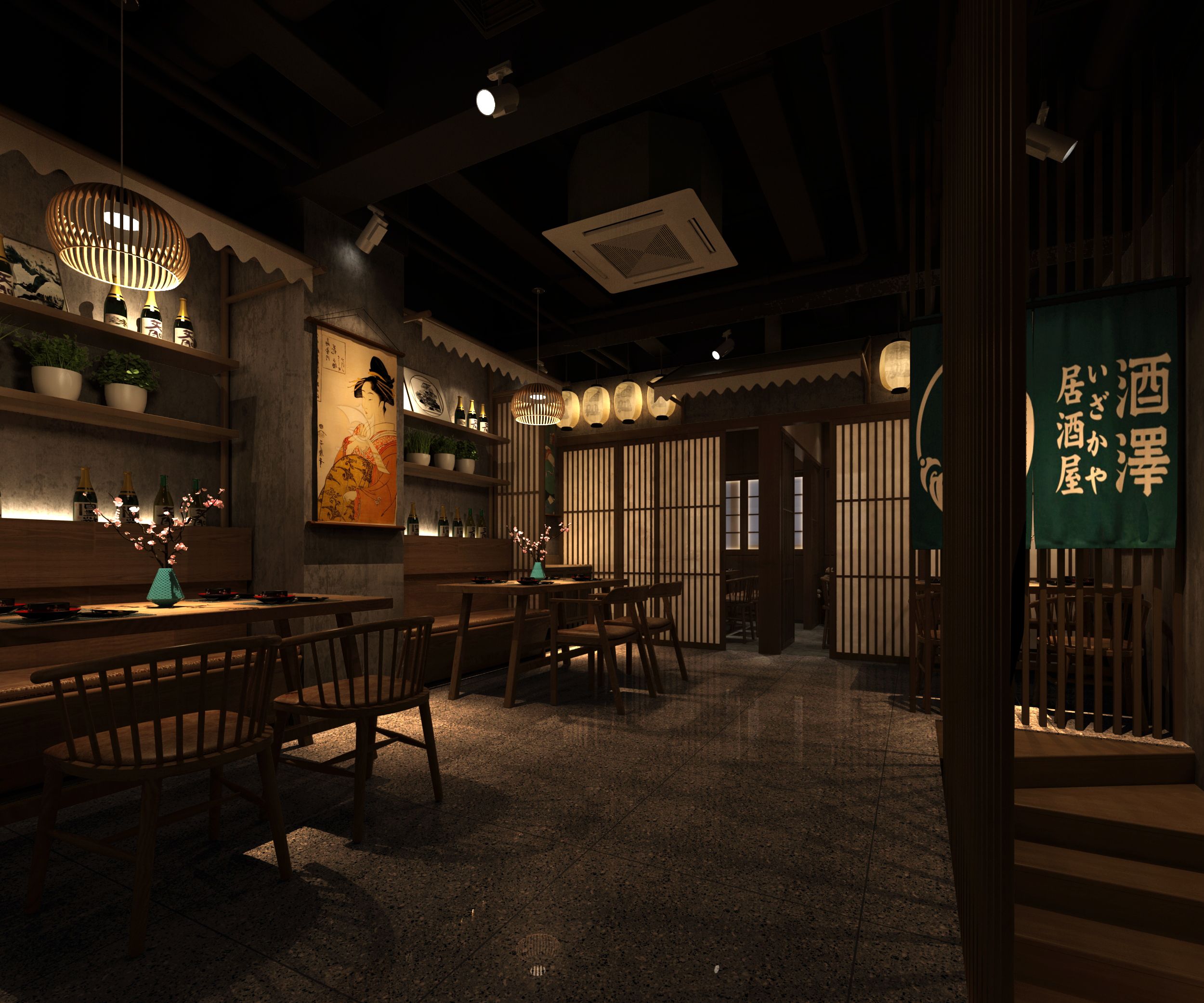 日式居酒屋餐廳燈光改造布局--光柏士餐飲照明燈光改造方案