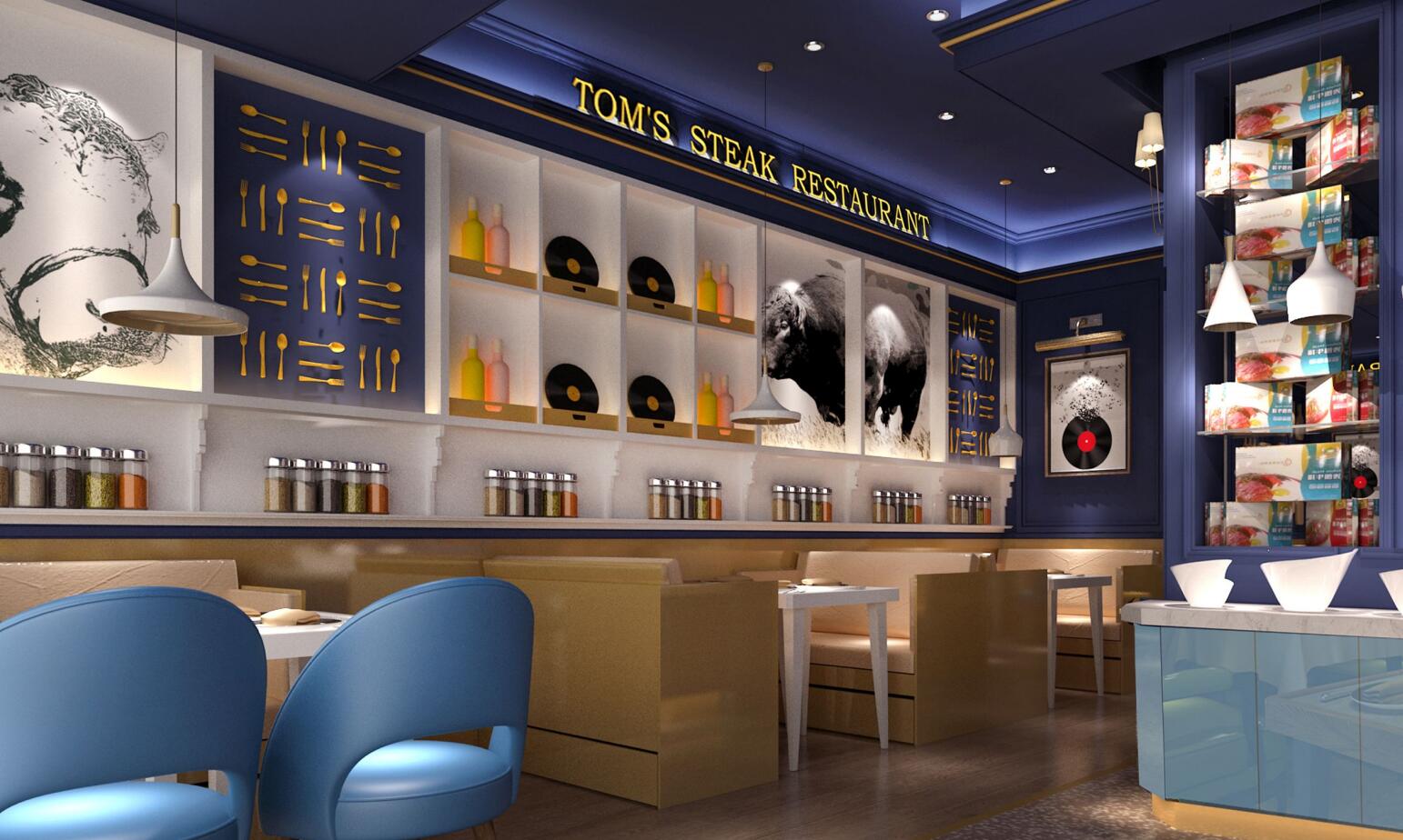 山東威海東方豪客牛扒披薩餐飲店餐廳燈具定制