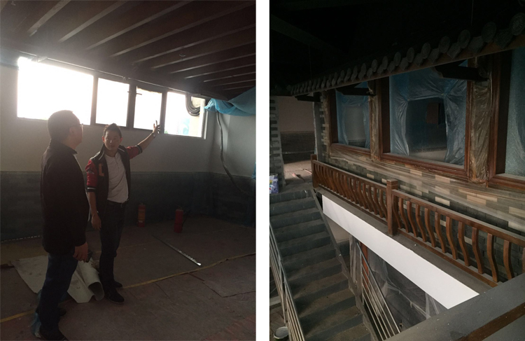 食客友約湘菜餐飲連鎖店工地現場考察-餐廳照明設計燈具定制工程案例