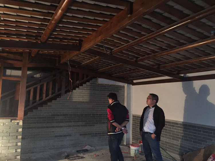 食客友約湘菜餐飲連鎖店工地現場考察-餐廳照明設計燈具定制工程案例